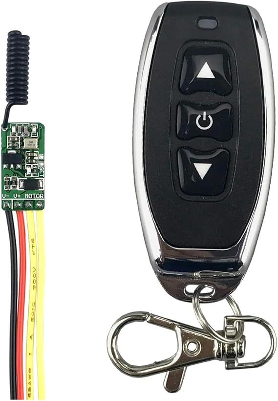 RF DC3V to 12v Remote Control Switch Motor forward and reverse Stop mini module for Mini linear actuator Coil Electromagnet Super small module 3.7V 5v 6V 9V (with 3 button remote)
