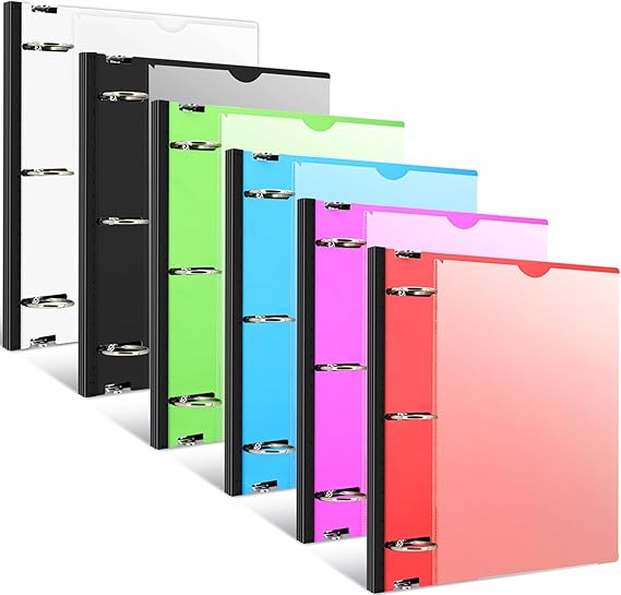 INFUN 1.5 Inch Telescoping 3 Ring Binder - 6PCS, Flexible Round Binder with Customizable Front Cover and Clear Catalog Pocket, 1.5Inch Rings, Perfect for School, Office & Home