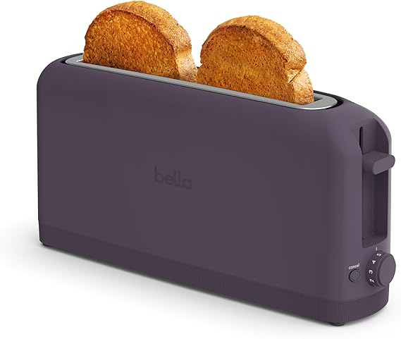 bella Fits-AnywhereTM 2-Slice Slim Toaster, Long Slot & Extra Wide, Plum