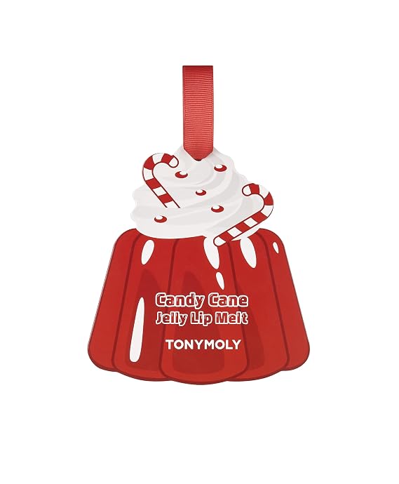 TONYMOLY Jelly Lip Melt - Hydrating Korean Lip Oil & Balm, Candy Cane | Nourishing oils deeply hydrate and repair dry lips, locking in moisture for hours with a soft glossy finish