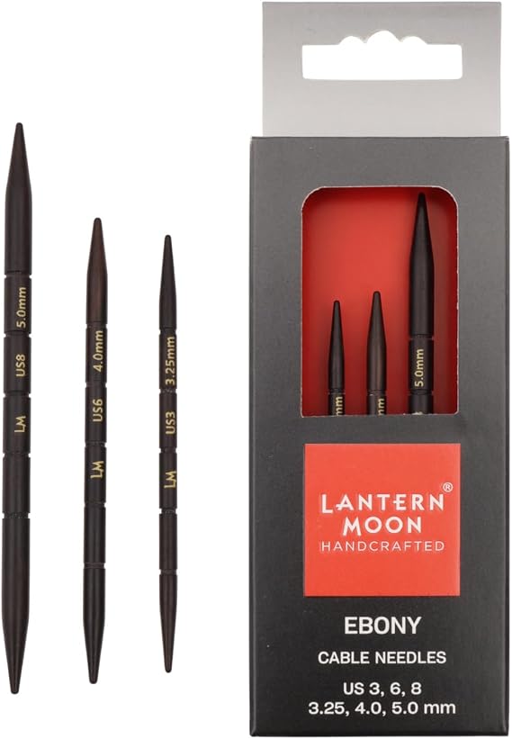 Lantern Moon Ebony Wood Cable Needles - Set of 3 (US Size 3, 6 and 8) Premium Knitting Tool