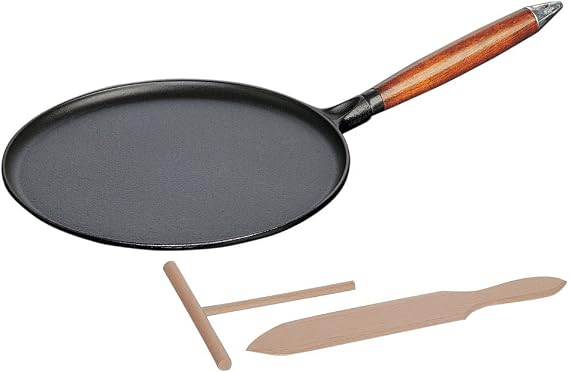 Staub Pan 40509-525 Crepe Pan, Black, 11.0 inches 28 cm, Induction Compatible