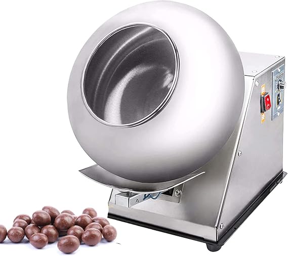 Sugar Coating Machine, Small Commercial Mini Chocolate Panning Machine, 2-5kg/H Chocolate Coating Polishing Machine Coater Sugar Ball Coating Drying Machine,220V