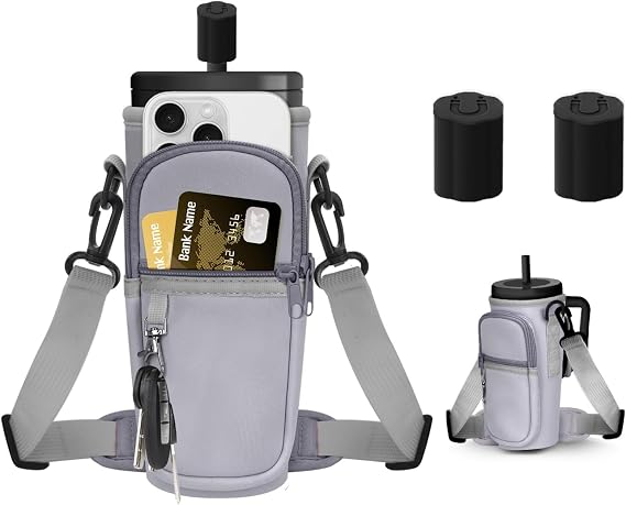 2-in-1 Bundle: Magnetic Straw Cover (2 Pack) & Roliwils Water Bottle Holder with Strap | Compatible with Brumate Era 30oz/Resa/Stanley/Hydro Flask