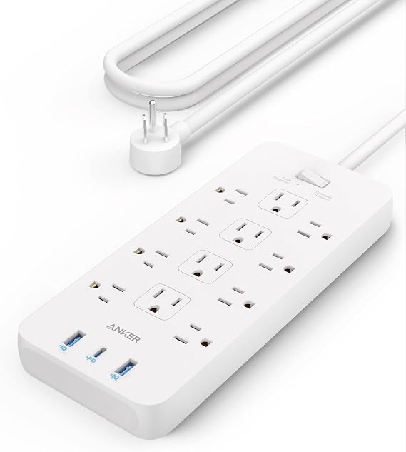 Anker Power Strip with 2100J Surge Protector, Outlet Extender, 20W, 12 AC