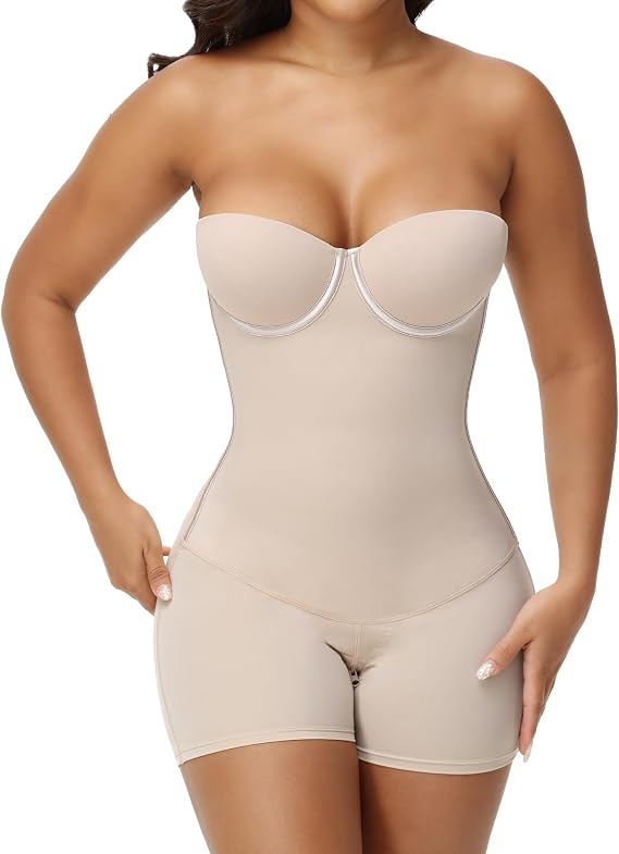 SHAPESHE Seamless Strapless Shapewear for Women Corset Bodysuit