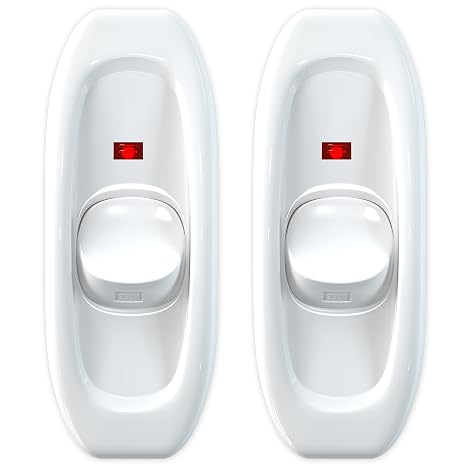 2 Pack Appliance Switch On/Off Button Table Lamp Desk Light in-line Cord Switch 250V 10A, White