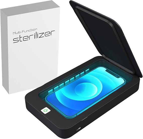 UV Phone Sterilizer, Portable UVC Light Cell Phone Sanitizer, Smartphone Cleaner with Aromatherapy Function, Cell Phone Disinfector (Black)