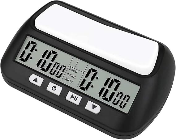 Digital Chess Clock - Tournament Timer with Delay, Countdown Alarm, 2-Player Game Clock for Chess/Board Games