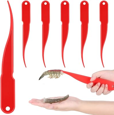 Gisafai 6 Pcs Shrimp Peeler Plastic Deveiner Cleaner Tool for Kitchen Shrimp Deveining Peel Tool, 10.2 InchRed