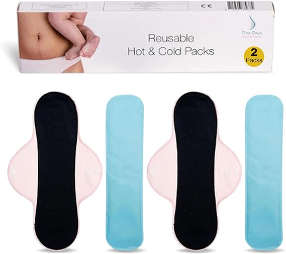 First Days Maternity Hot and Cold Gel Packs Reusable - Ideal for Postpartum, Post-Birth Recovery, Episiotomy Relief, Haemorrhoids, and More - Freezer and Microwave-Safe (Pack of 2)