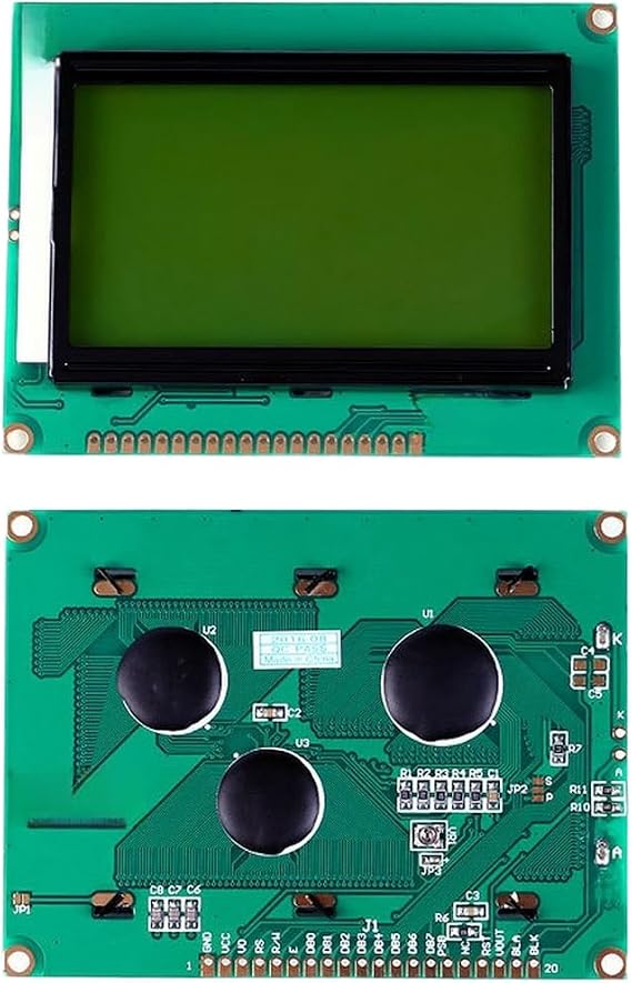 12864 LCD Display Module 128x64 Dot with Built-in Chinese Font and I2C Interface, Yellow-Green/Blue Screen, STN, for MATRIX(B)