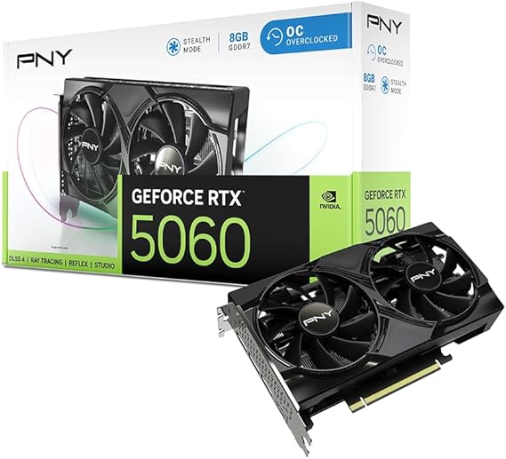 PNY GeForce RTX™ 5060 8GB Overclocking Dual Fan GPU DLSS 4