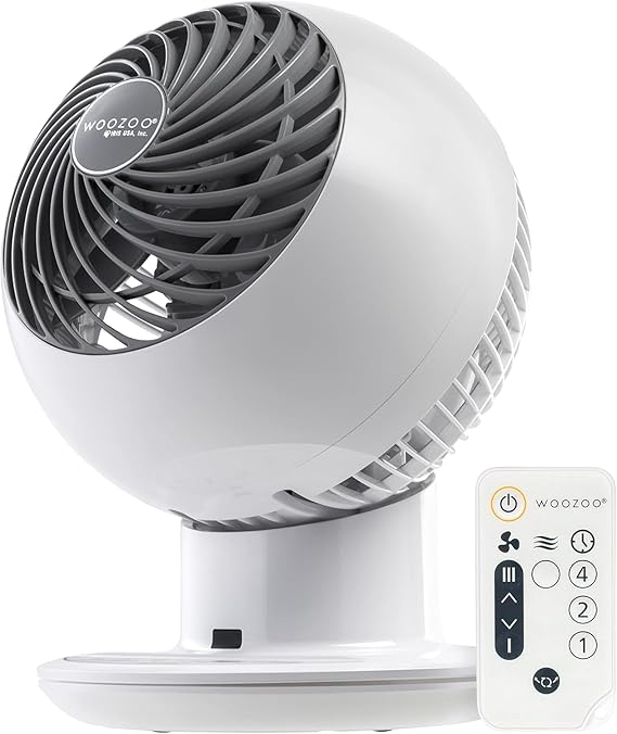 IRIS USA WOOZOO Air Circulator Fan with Remote, 5 Speeds, Quiet Fan, White | 82ft Max Air Distance, 90 Adjustable Tilt, 30db