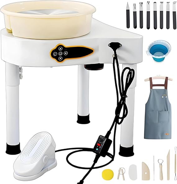 11 inch Pottery Wheel Machine,350W Direct Drive Motor,with LCD Panel，Adjustable Speed Foot Pedal Control,Detachable Basin,Clay Tools for Kids, Adults, Beginners, Art Craft Work Home DIY