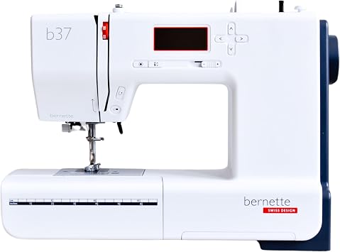 Bernette B37 Computerized Sewing Machine with LCD Display | Advanced Sewing & Quilting | 50 Stitches, One-Step Buttonhole, Automatic Needle Threader, Free Arm, LED Light |Adjustable Stitches