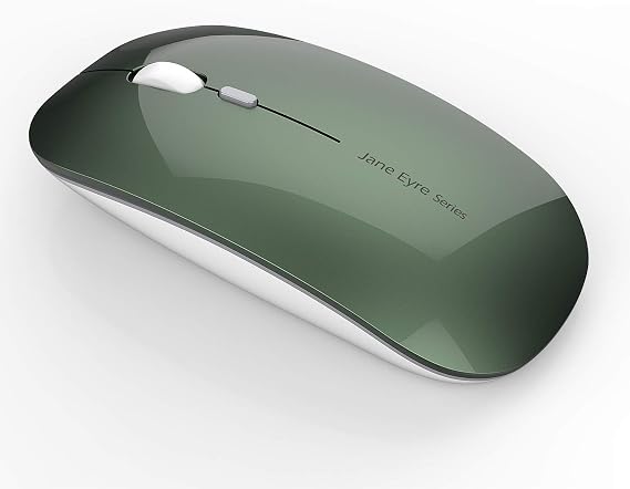 Uciefy Q5 Slim Rechargeable Wireless Mouse for Laptop,Silent Blackish Green | 2.4GHz Optical, USB C Charging, Battery Indicator, Ultra Thin, Portable, 1600 DPI, Ambidextrous, USB Receiver,Type C Adapter