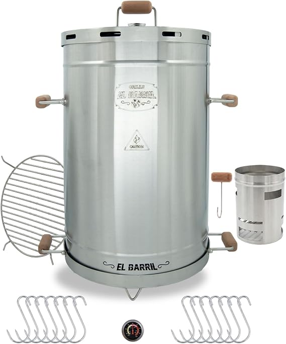 EL BARRIL 45LBS Lite Large Barrel Smoker Grill Juicy, Even BBQ Every Time, 430 Stainless Steel, Vertical Charcoal Barrel Grill and Rust-Resistant Design, Perfect for Family, Parties & Outdoor