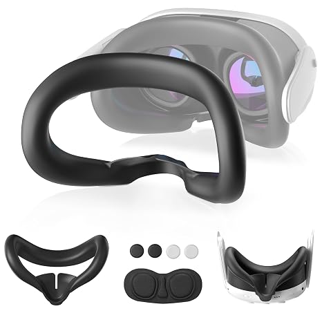 Silicone Cover for Meta Quest 3 Face Pad, OLCLSS Facial Interface for Oculus/Meta Quest 3 Accessories, VR Headset Silicone Face Cover with Lens Cover and Joystick Caps, Durable and Washable