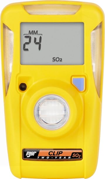 BW Technologies BWC2-S BW Clip Single Gas SO2 Monitor, 5/10, 1.1 x 2.0 x 3.4 in., Yellow