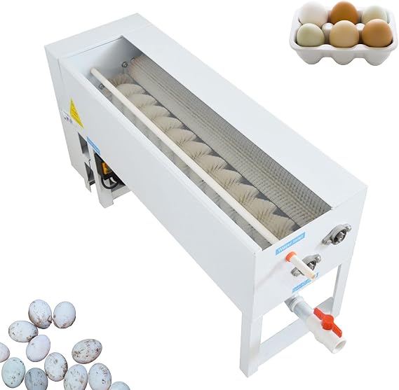 Electric Eggs Washing Machine with 1500-2000 pcs/hr AC110V | 750W, Powder-coated Steel Build, Nylon Brushes, for Chicken/Duck/Goose, Poultry Farms