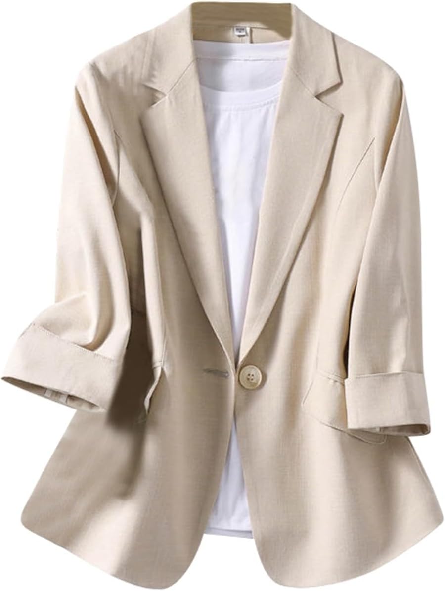 34 Sleeve Blazer for Women Lightweight Open Front Blazers Casual Work Office Business Suit Jackets Summer Tops