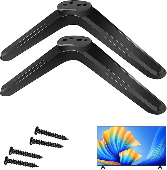 TV Stand Legs, Universal Tv Stand Base Stand Base for 32 40 49 50 55 Inch Flat Screens, Black Pedestal Feet for Most Smart Television Table Desk, Non-Slip Table Top Stand With Screws Home Office