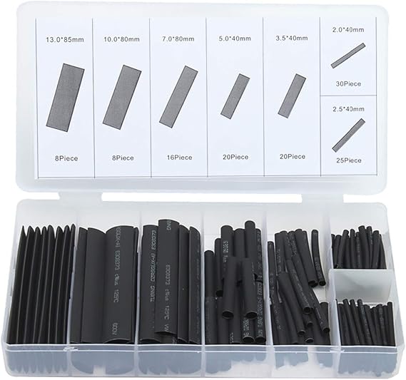 Heat Shrink Tubing Black Shrinking Assorted Heat Shrink Tube Wire Cable Insulated Sleeving Heat Shrink Tubing Set Heat Shrink Tube (Color : Black 127 pcs box1)