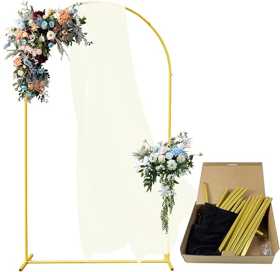 Metal Wedding Arch Backdrop Stand 7.2FT,Balloon Frame Arched Metal Backdrop Stand for Parties Birthday Wedding Graduation Holiday Baby Shower Ceremony Supplies Decor,Gold