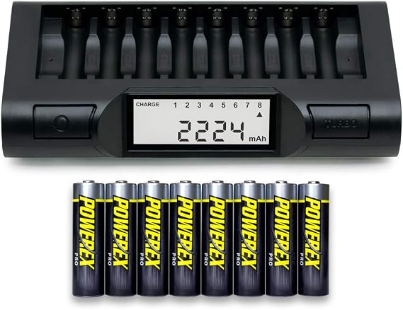 Powerex MH-C980 8-Cell Charger Analyzer with 8 Pro AA 2700mAh Batteries