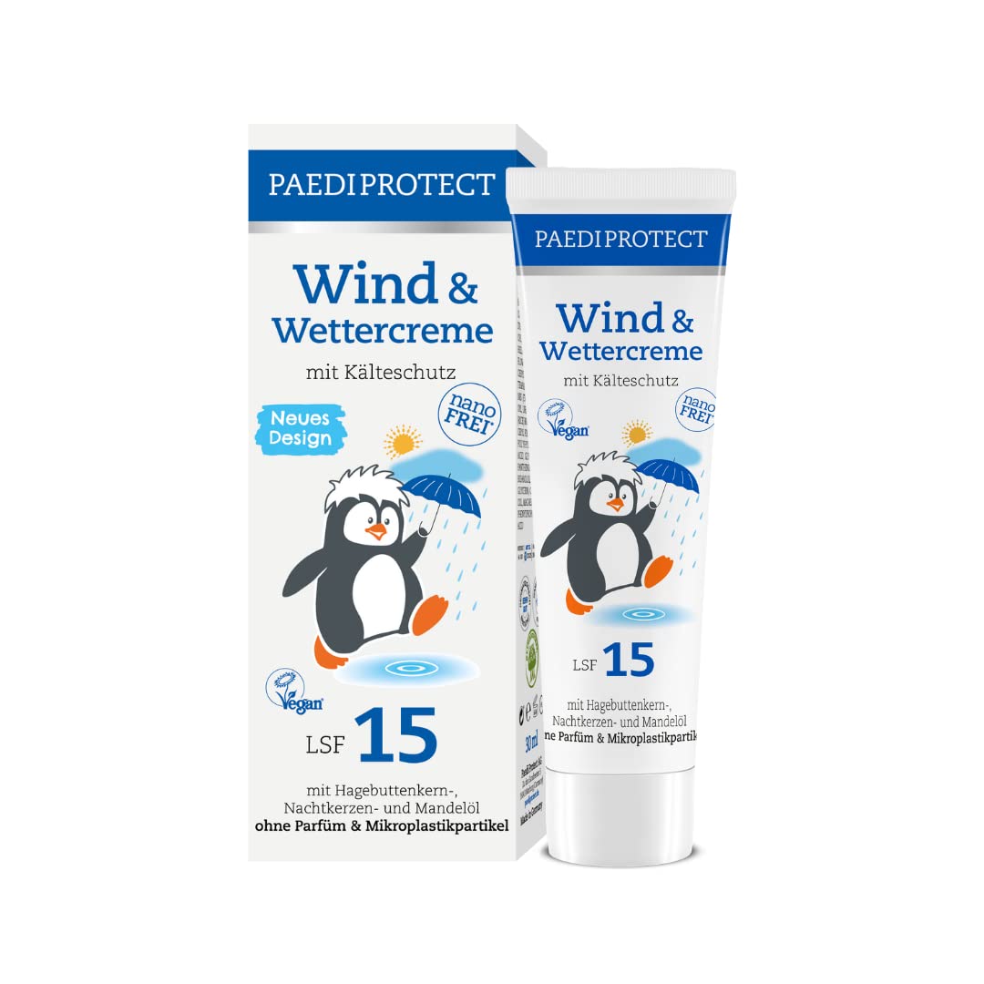 PAEDIPROTECT Wind & Wettercreme für Babys 30 ml Pflegelotion Kinder & Erwachsene mit LSF 15 mit Hagebutte zum Schutz vor Kälte Wind Nässe Wundschutzcreme zur Beruhigung gereizter Hautstellen
