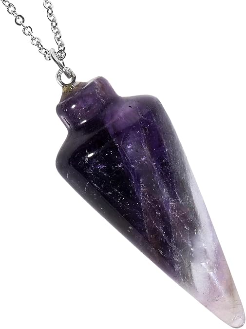 SUNYIK Conical Healing Crystal Point Pendulum Necklace for Women Men