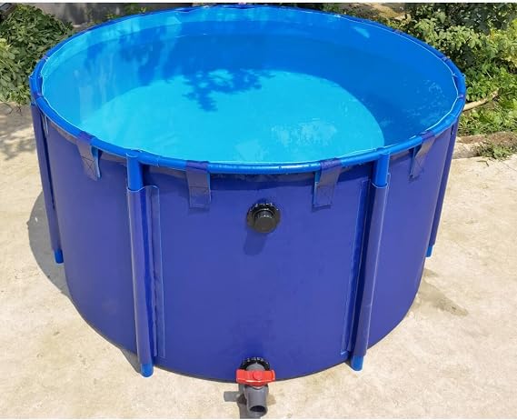 Above Ground Ponds for Fish Canvas Fish Pond Circular Thickening Pool | Large Collapsible Pool Above Ground with Bracket for Koi Culture Agricultural Irrigation Tape frame 6.5ftx3ft(818) gal