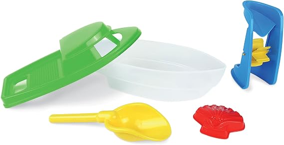 Wader 71920 Toy Set 2 Assorted 5 Pieces Consisting of Shovel, Shape, Boat, Sand Mill or Motorboat