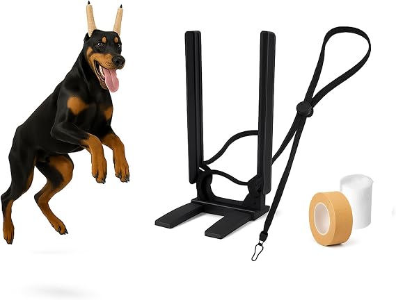 Ear Posting Kit for Doberman, Dog Ear Support Stand with Posting Frame, 1 inch Tape, Gauze and Windproof Strap for Puppy Ear Training, Upright Ear Correction Support
