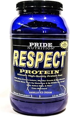 Pride Nutrition Respect Protein Vanilla Ice Cream Time Released Protein Shake Whey Protein Isolate Micellar Casein Flax Fiber Post Workout Meal Replacement Powder