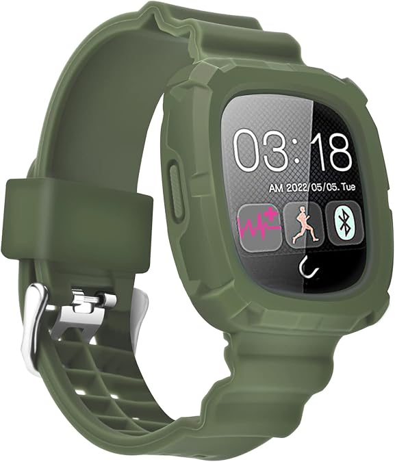 Compatible with Fitbit Versa 4/Versa 3/Sense 2/Sense Bands with Case, Women Silicone Sport Protective Bumper Rugged Replacement Strap Wristbands