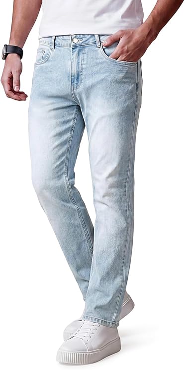 Heyfanee Mens Jeans Relaxed Fit Stretch Denim Jeans for Men Straight Leg Comfort