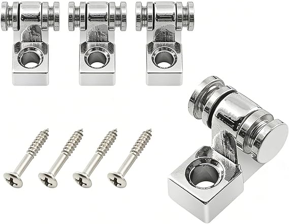 4PCS Roller Guitar String Trees Guides Retainers, Chrome String Retainers with Mounting Screws for Fen-der St-rat/Te-le, Locking String Guides for Electric Guitar Tuning Stability