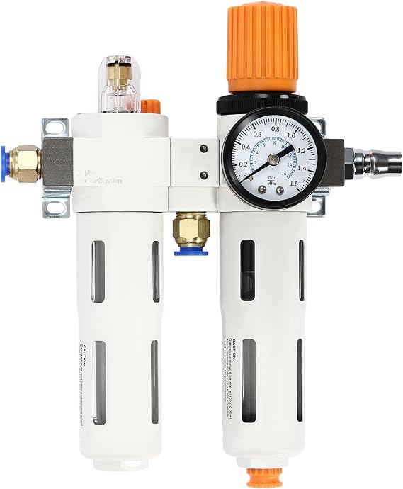 Tire Changer Oil Water Separator, Air Pressor Oil Water Regulator Separator with Pressure Gauge Tire Changer Air Pressor Fit Downward Opening Tire Changer Machine Part