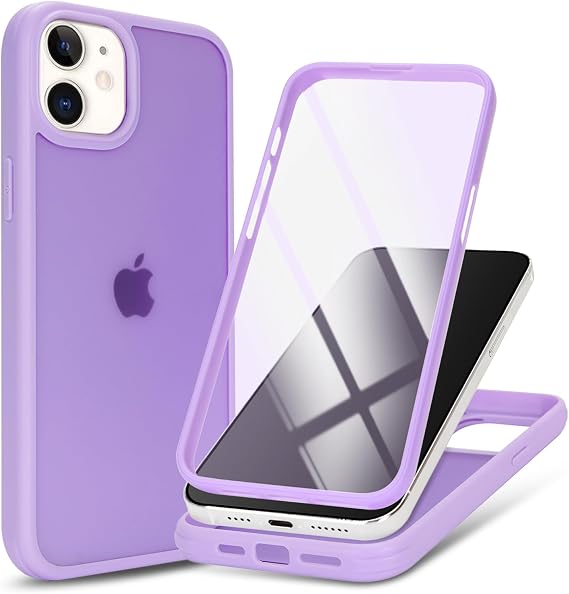 for iPhone 12/12 Pro Case with Screen Protector,Light Purple