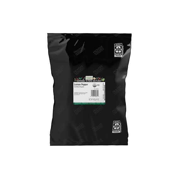 Frontier Co-op Organic Lemon Pepper, 1-pound Bulk Bag, Salt-free, Zesty and Pepper to Perk up any Dish