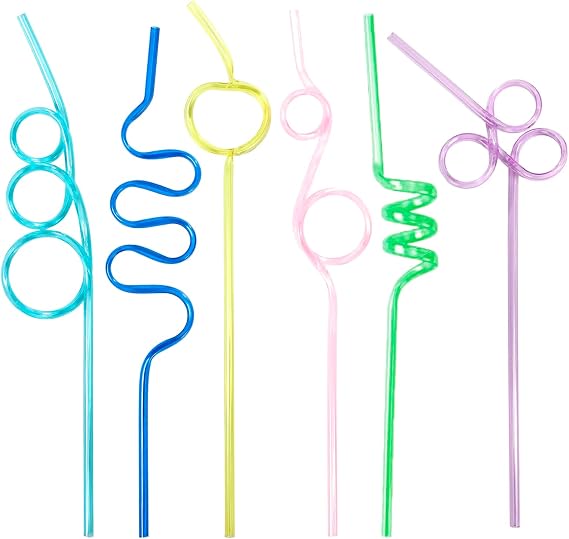 24 Pcs Crazy Straws,Silly Straws for Kids,Reusable Plastic Fun Straws,Reusable Silly Straws,Crazy Straws for Kids,Crazy Reusable Fun Straws for Christmas Birthday Party Supplies