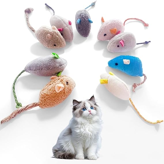 9 Pack Catnip Mouse Toys for Cats，Cat Nip Toys Cats, Soft Mouse Toys for Kick Bite, Play and Indoor Interactive (Mixed Color)