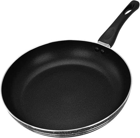 Royalford Non-Stick Frying Pan 28 CM | Aluminium Fry Pan for Induction Hob Skillet Pan | Saute Pan with 3-Layer PFOA-Free Coating for Healthy & Less Oil Cooking, Cool Touch Bakelite Handle | Black