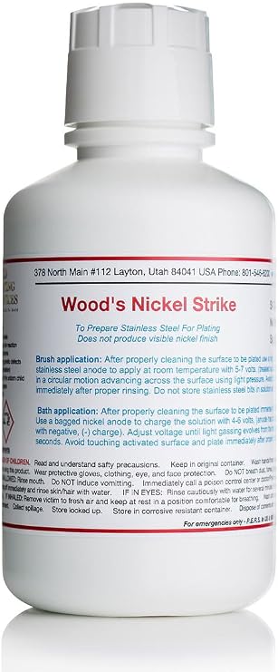 16 oz/500 mL - Wood's Nickel Strike Solution - Bath or Brush Plating