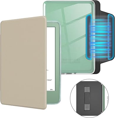 MOROCK Detachable Magnetic Case for All-New 6 Kindle11th Generation,20242022 Release, Slim and Lightweight PU Leather and PC Clear Back Cover with Hand Strap, Auto WakeSleep, Oat Coffee
