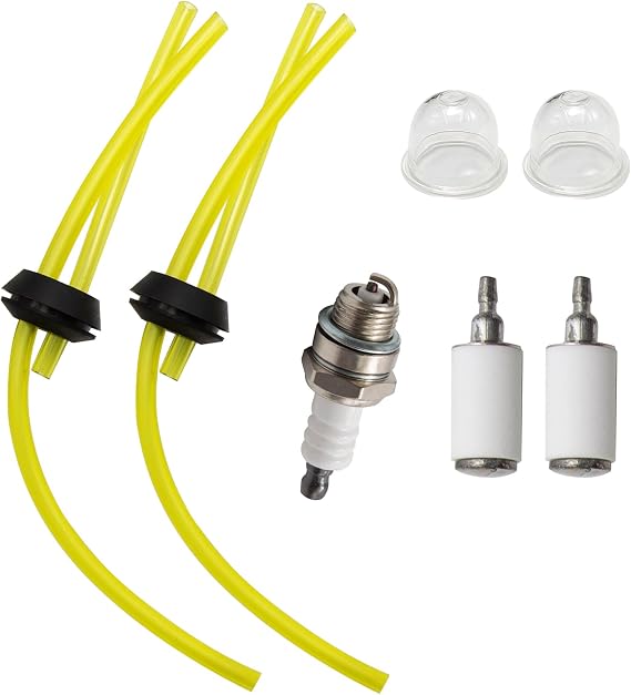 Saihisday Fuel Line Kit 2 Hole Grommet 3004105 300494 30047 Replacement for Earthquake Auger/Tiller E43 E43CE E43WC 10310 Dually Auger MC43 (2line+1spark Plugs+2primer Bulbs)