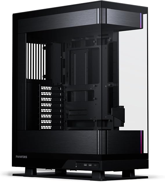 Phanteks Evolv X2 Mid-Tower Gaming Chassis Vertical Cooling System Clear Tempered Glass Frame Brushed Aluminium Interior Panel with Integrated D-RGB Lighting, Brushed Black