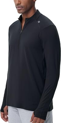 THE GYM PEOPLE Mens Half-Zip Long Sleeve Golf Shirts Soft Lightweight Warm Workout Pullover Sweatshirts with Thumb Hole